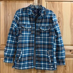 Chubbies Blue/Gray Plaid Snap Front Chore Outdoor Rugged Lined Sportsman Jacket